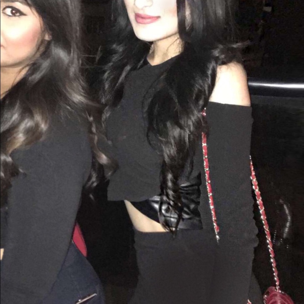 Cut mixed leather croptop